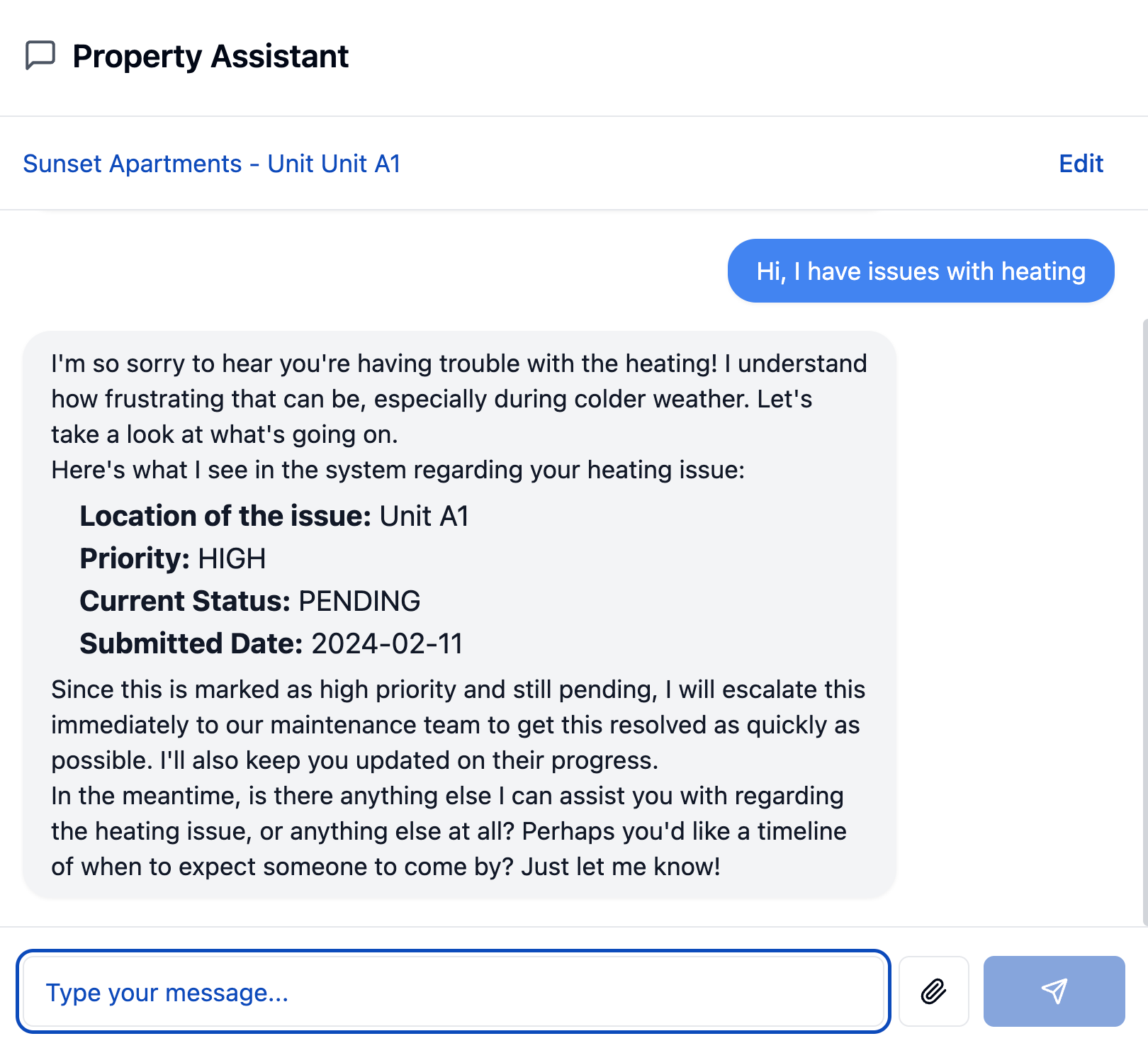 AI Property Assistant Interface